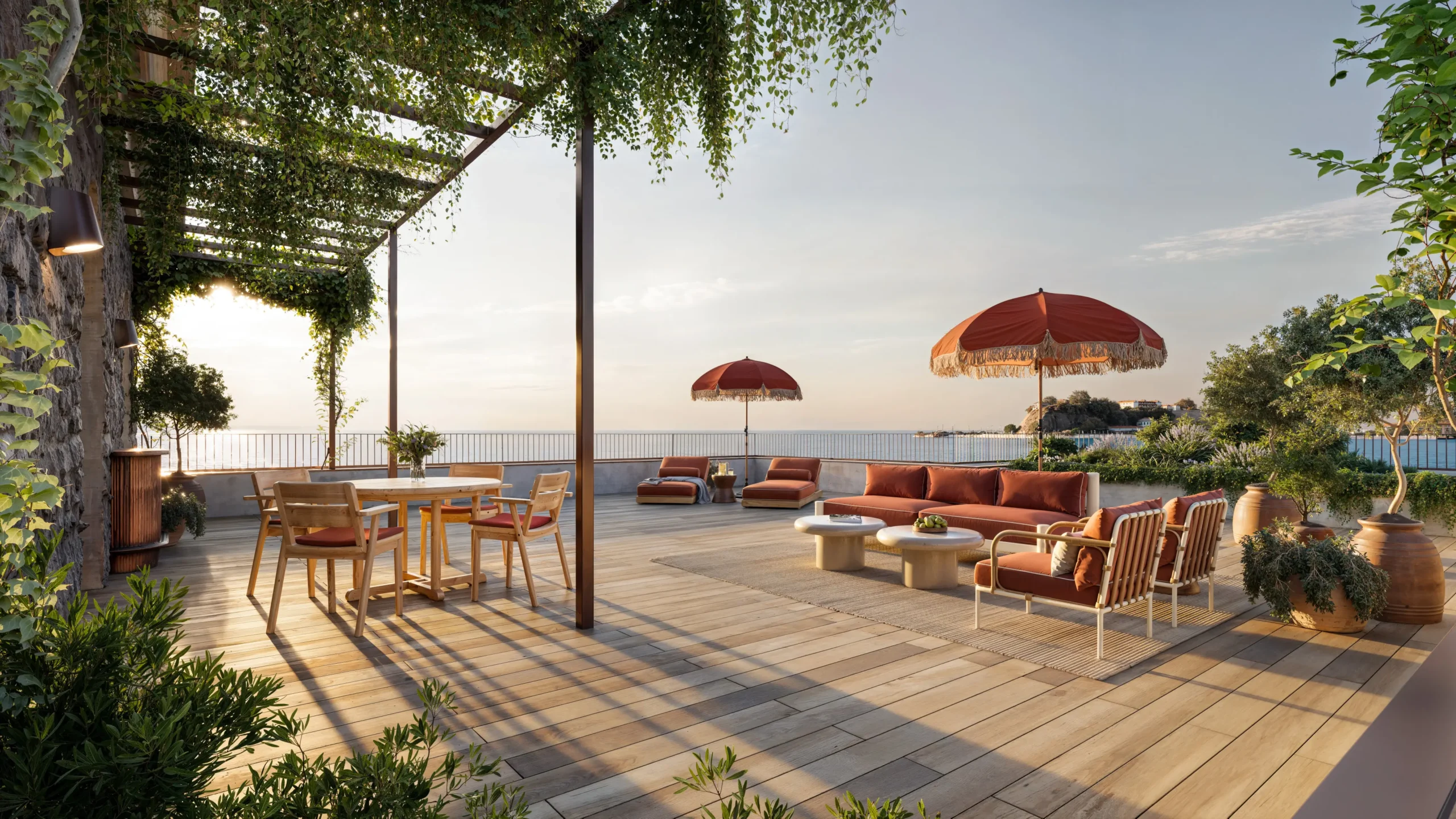 Delos Delon Suite terrace with lounge area for relaxation at Zannier Bendor © Zannier Hotels